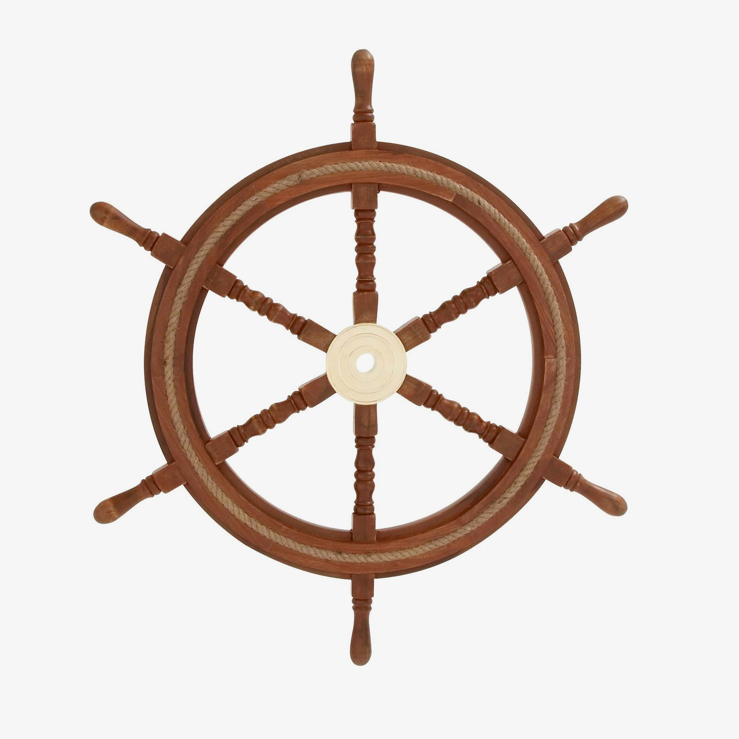 Nautical Wall Decor Wood Brass Ship Wheel