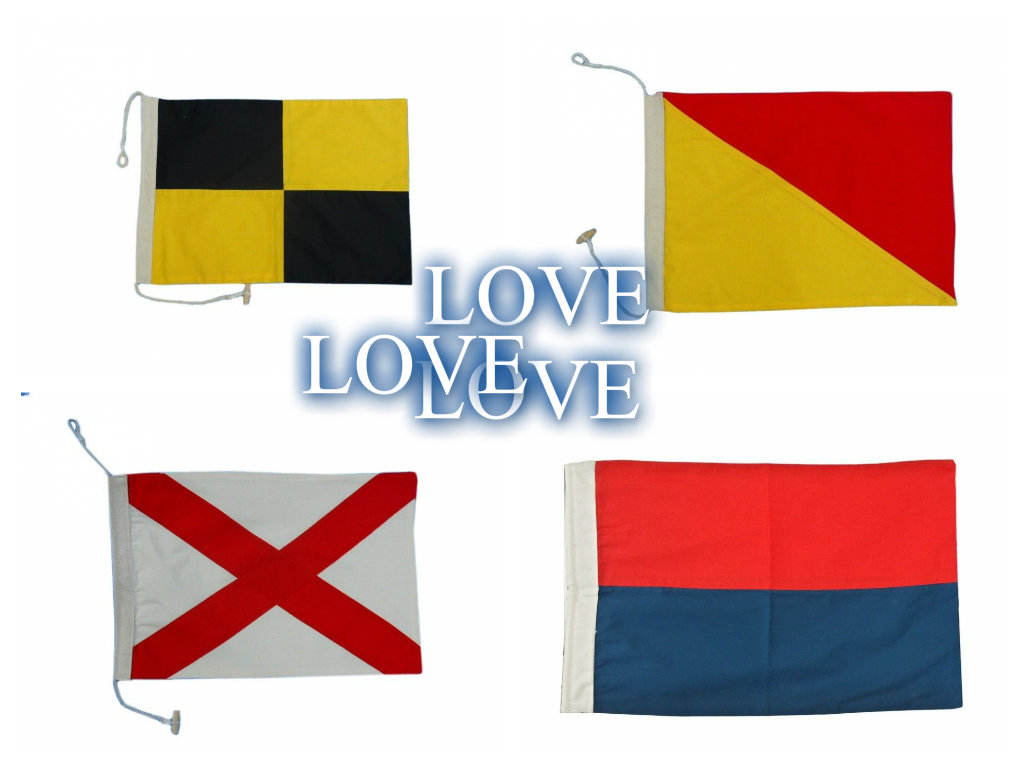 nautical flags spell Love