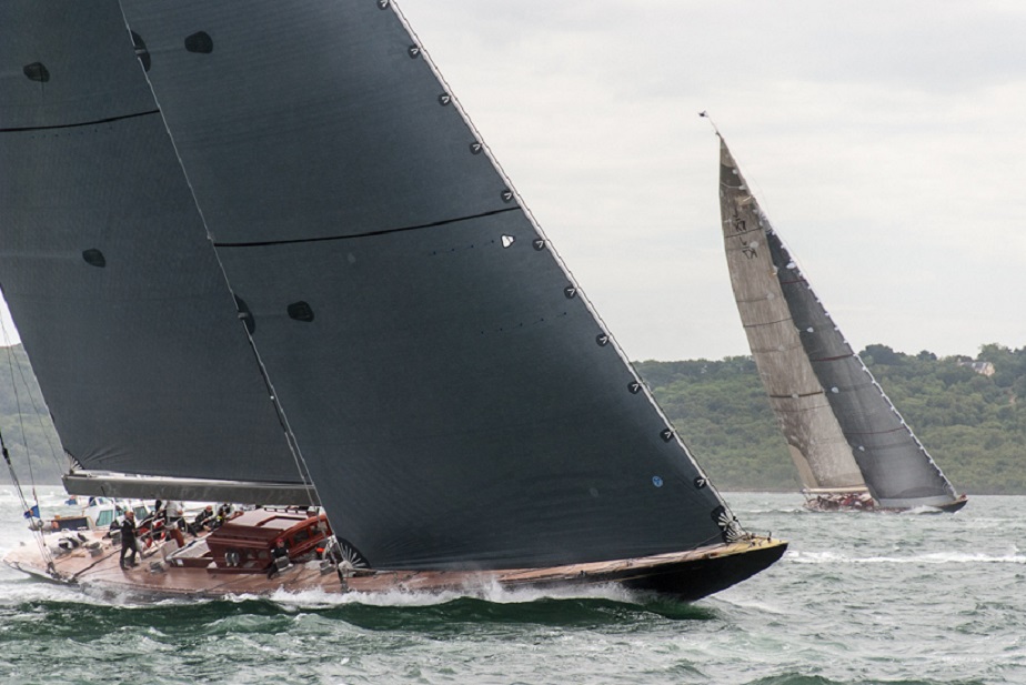 J-Class yachts Rainbow and Velsheda under sail