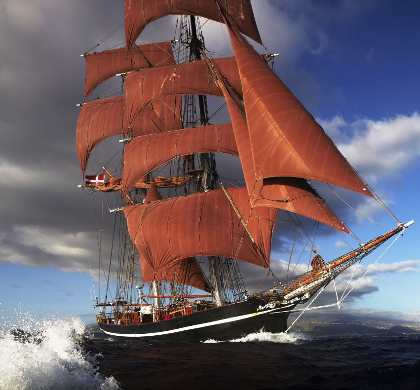 Sailing Schooner Under Sails