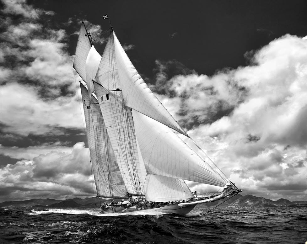 classic sail boat under sail