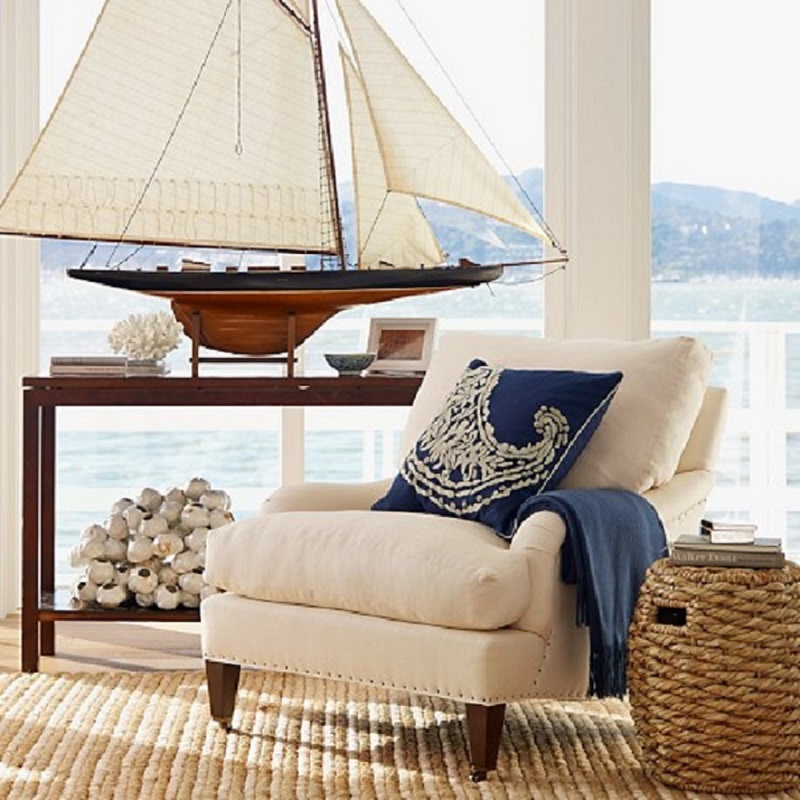 Beach House Interior With Sailboat Model